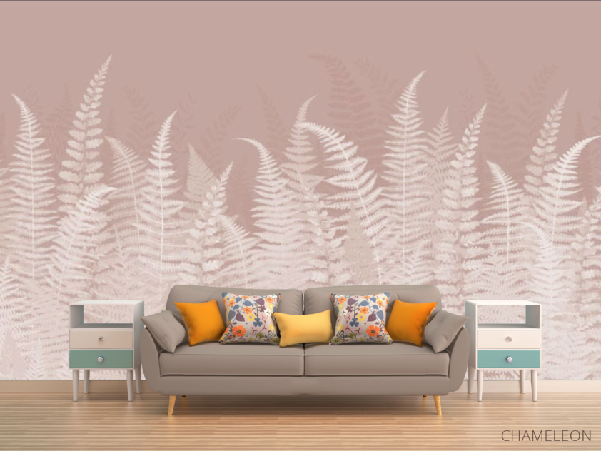 Фотообои Листья папоротника розовые - 1