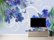 Фотообои Синие орхидеи и бабочки - 2