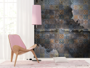 Фотошпалери Мотиви печворк на тлі чорного цегли - 4