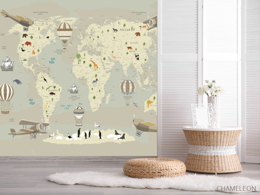 Шпалери в дитячу Карта - 2