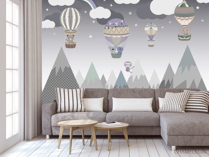 Фотообои Воздушные шарики серые - 3