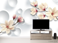 Фотообои Магнолия и 3д круги - 2