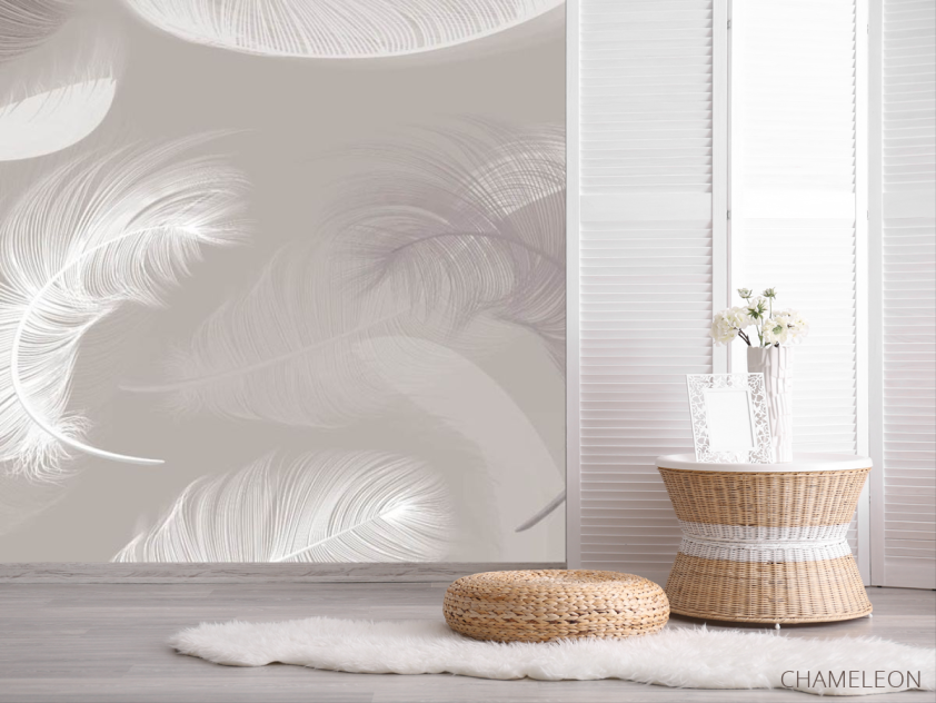 Фотошпалери Пір'я в бежевих тонах - 2