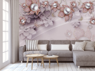 3д фотообои Розовые брошки - 3