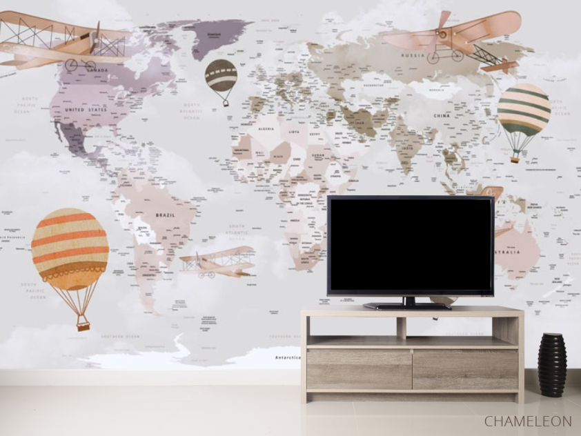 Фотообои Бежевая карта детская - 2