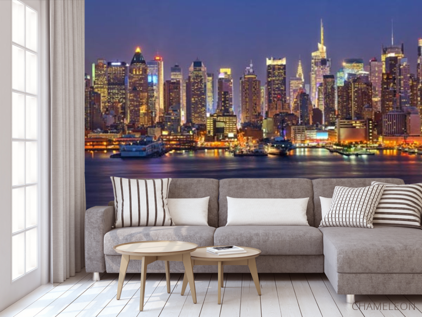 Фотообои фиолетовый вечерний город - 3