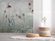 Фотошпалери польові дизайнерські квіти сірі - 2
