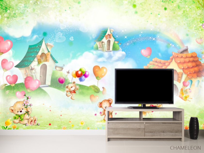 Фотообои Акварельне домики и мишки - 2