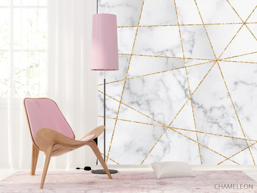 Фотошпалери золоті лінії на мармурі - 4