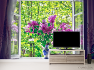 Фотообои сирень в вазе на окне - 2