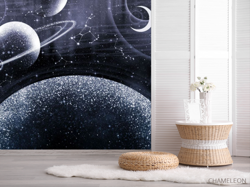 Фотошпалери дизайнерські планети бежевий відтінок - 2