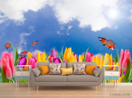 Фотообои Тюльпаны и бабочки - 1