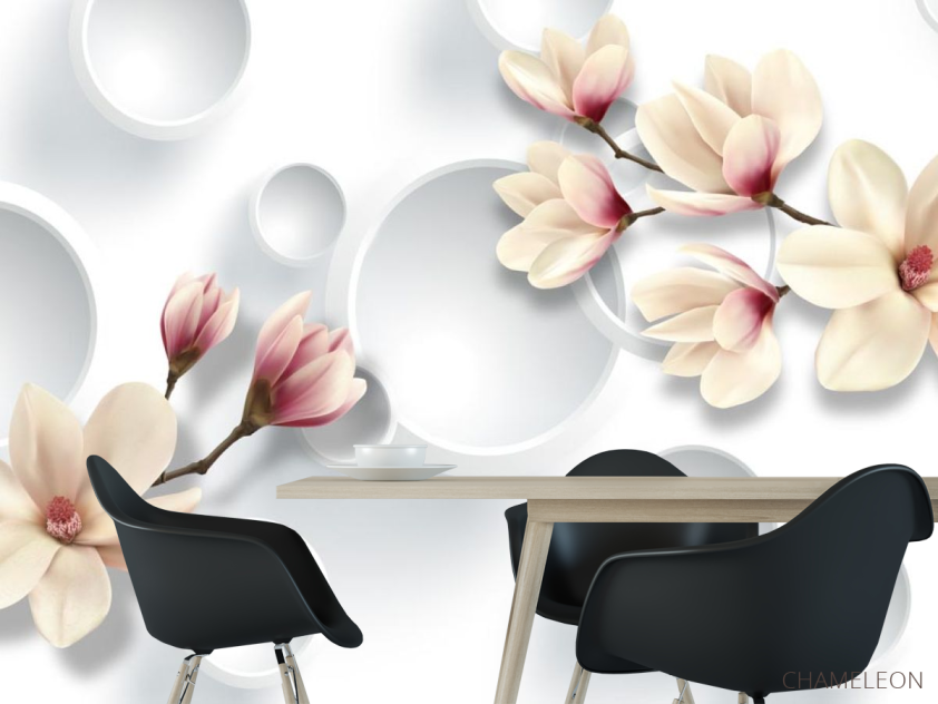 Фотошпалери Магнолія і 3д кола - 1