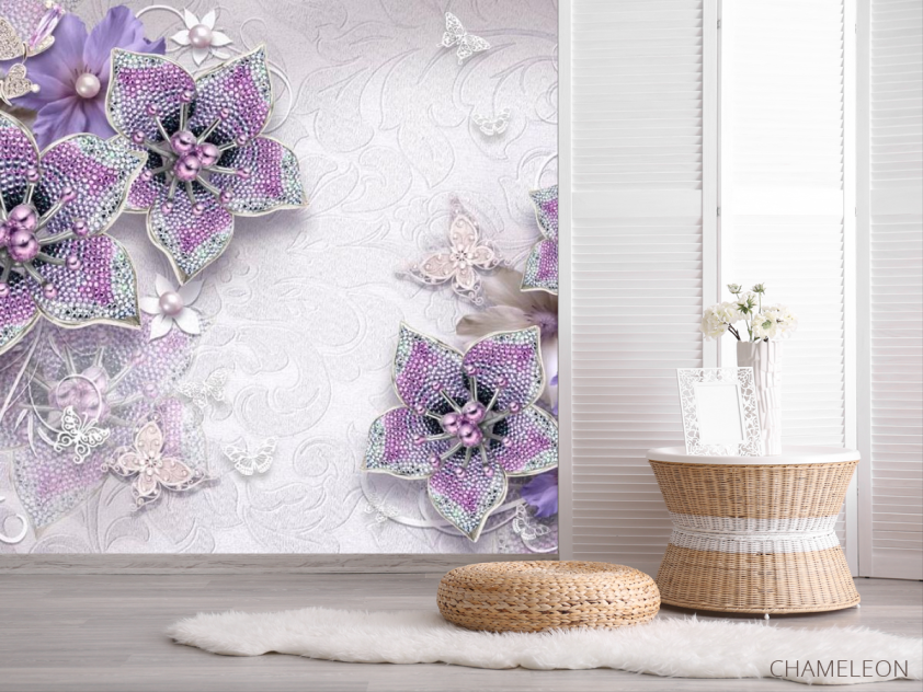 Фотошпалери 3d брошка+квіти - 2