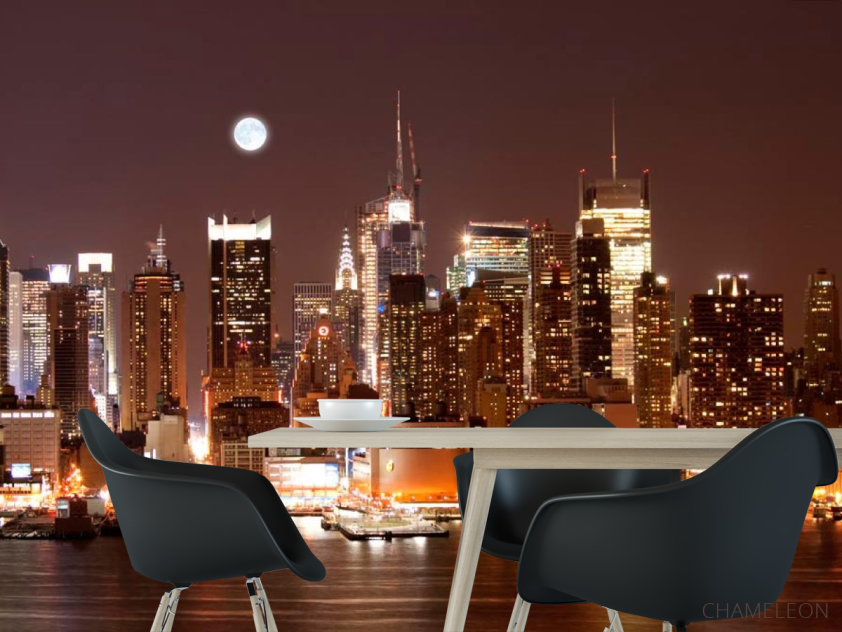 Фотошпалери Нічний причал, будинки NY - 1