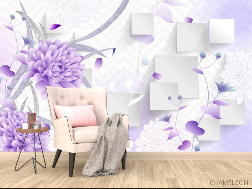 Фотообои Фиолетовые цветы 3д - 4