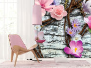 Фотошпалери Квіти на тлі стіни - 4