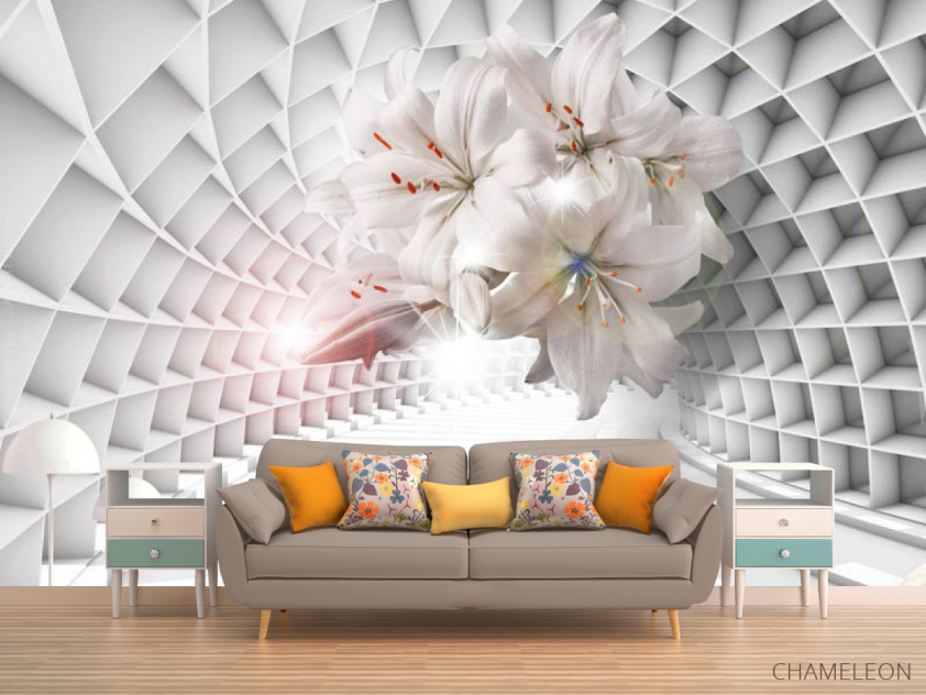 Фотообои 3d лилии в тоннеле - 1