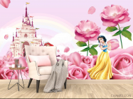 Фотообои Розовый замок с принцессами - 4