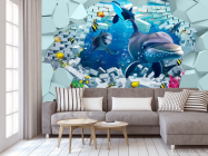 Фотообои 3д дельфины - 3