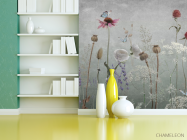 Фотошпалери польові дизайнерські квіти сірі - 3