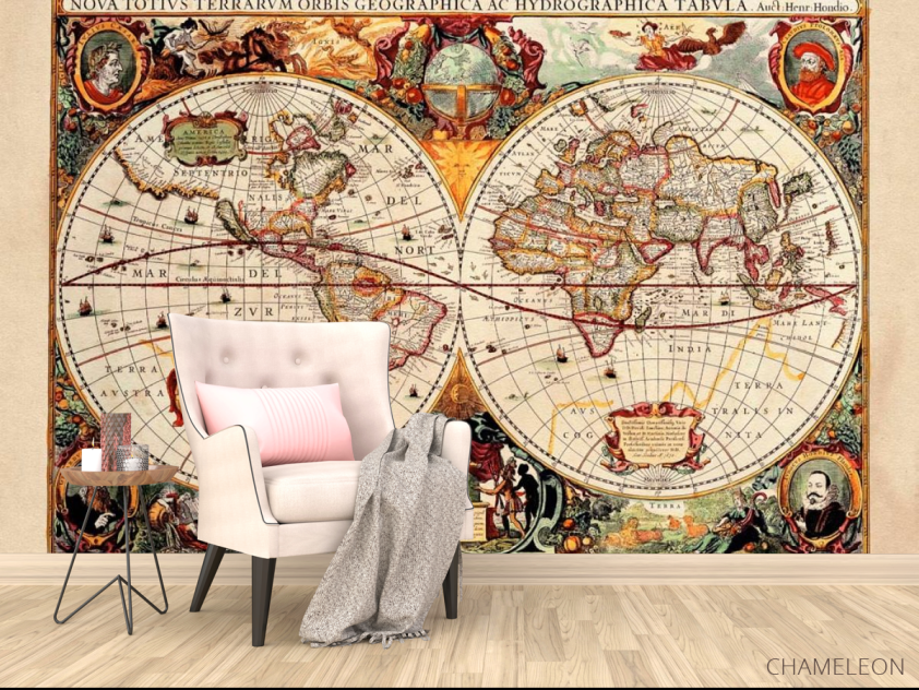 Фотообои Историческая карта полушарий - 4