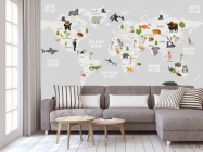 Фотообои Серая карта с животными на английском - 3