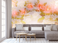 Фотообои Оранжевый принт с цветами - 3