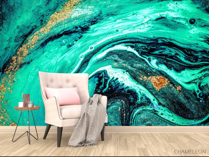 Фотообои Fluid art зелёный - 4