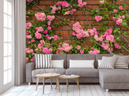 Фотообои чайная роза на кирпичной стене - 3
