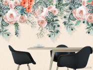 Фотошпалери акварельні квіти зі стелі - 1