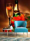 Фотообои Клубника, шампанское - 4