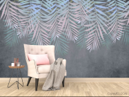 Фотообои Листья с потолка на сером - 4