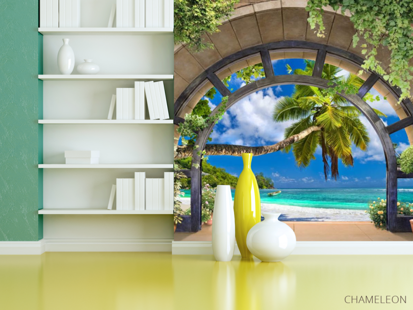 Фотошпалери Вид дпа пальму і море - 3