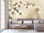 Фотообои 3д тонель с цветами - 3