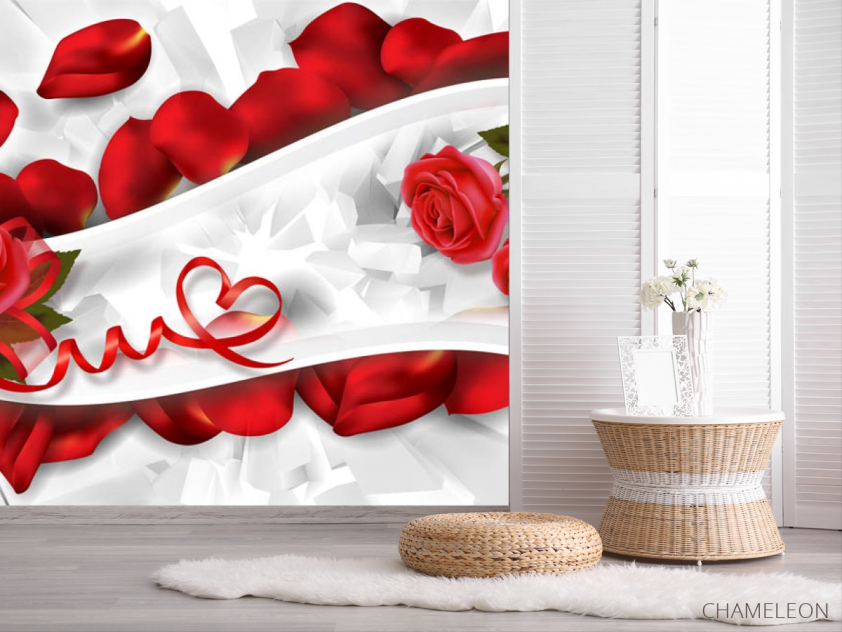 Фотошпалери Червоні троянди зі стрічками - 2