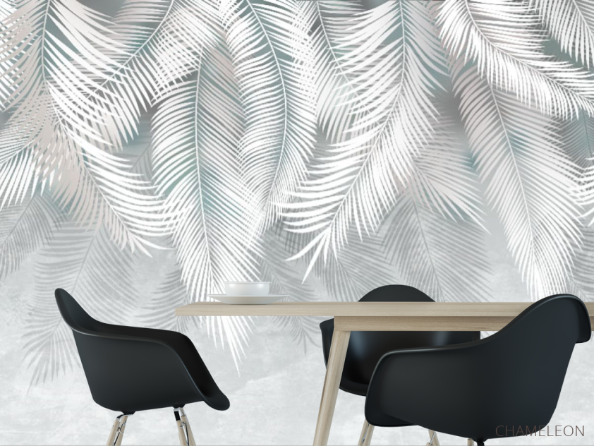 Фотошпалери сірі листя на стіну - 1