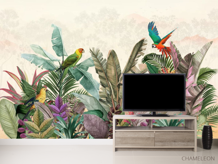 Фотообои Попугаи и тропические листья - 2