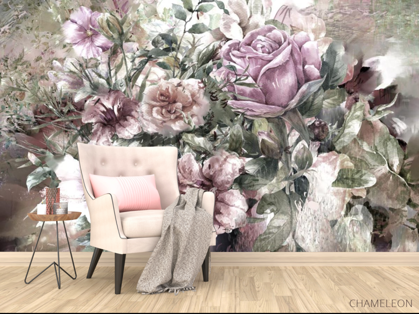 Фотообои цветы картина сиреневая - 4