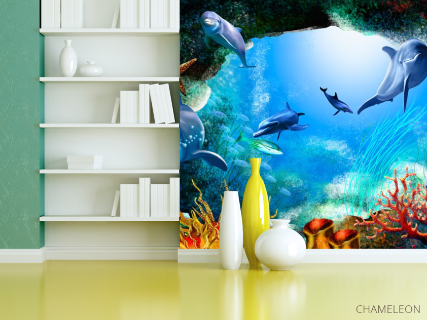 Фотошпалери 3д дельфіни - 3