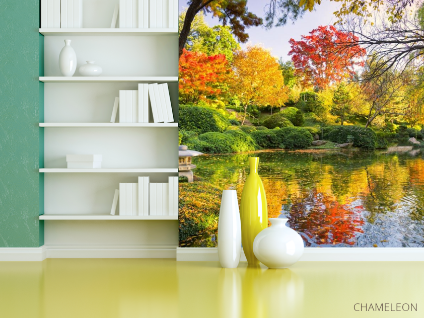 Фотошпалери осінній ліс над озером - 3