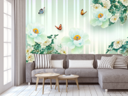 Фотообои  Салатовые цветы 3д - 3