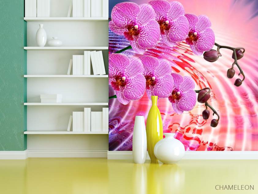 Фотошпалери Бузкові квітучі орхідеї - 3