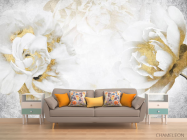 Фотообои Белые цветы с золотом - 1