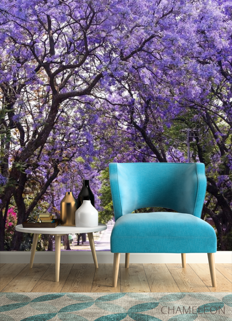 Фотообои аллея с синими деревьями - 4