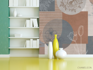 Фотошпалери Векторні квіти на тлі геомтерії. - 3