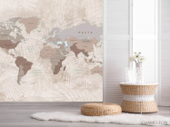 Фотошпалери Бежева карта з гілками - 2
