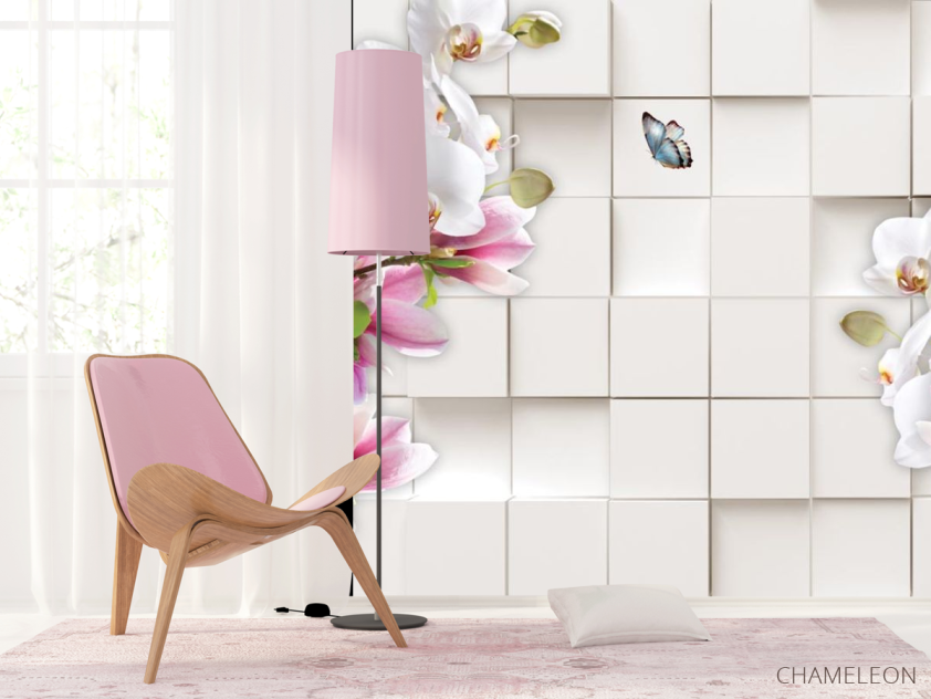 Фотошпалери Магнолії на тлі 3д квадратів - 4