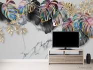 Фотообои тропические листья с золотом - 2