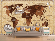 Фотообои Винтажная карта детская коричневая - 1